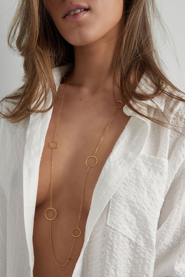 Lange Halskette mit verschiedenen runden Anhängern – Gold  Bild3